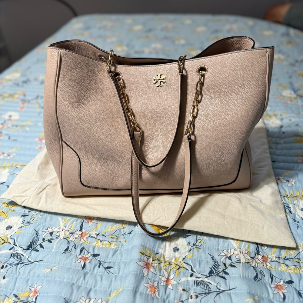 Tory Burch Britten Tote, Blush Light Pink Leather with gold tone hardware